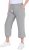 Ulla Popken Cool Linen Elastic Waist Capri Pants Light Grey Melange - Traperice & Hlače u Velikim Veličinama – Plus Size - 