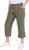 Ulla Popken Cool Linen Elastic Waist Capri Pants Loden Green - Traperice & Hlače u Velikim Veličinama – Plus Size - 