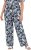 Ulla Popken Feather Print Elastic Waist Pants Blue - Traperice & Hlače u Velikim Veličinama – Plus Size - 