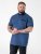 D555 Murray Printed Jacquard Collar & Cuff Short Sleeve Polo Blue - Polo majice - Muške Polo Majice Veliki Brojevi