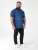 D555 Murray Printed Jacquard Collar & Cuff Short Sleeve Polo Blue - Polo majice - Muške Polo Majice Veliki Brojevi