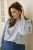 Kaffe Curve Lenia Flounce Shirt Powder Blue Stripe - Košulje - 