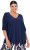 Ulla Popken Oversized 3/4 Sleeve V-Neck Sweater Navy - Puloveri & dukserice - 