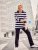 Ulla Popken Striped Polo Collar Long Sleeve Sweater Navy - Puloveri & dukserice - 