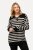Ulla Popken Striped Troyer Collar Sweater Black - Puloveri & dukserice - Udobne dukserice, hoodice i pletenina