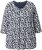Ulla Popken Floral 3/4 Sleeve V-Neck A-Line Tee Navy - Majice - 
