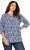 Ulla Popken Floral 3/4 Sleeve V-Neck A-Line Tee Blue - Majice - 