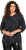 Ulla Popken Animal Print 3/4 Sleeve V-Neck Tee Black - Majice - 