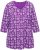 Ulla Popken Snowflake Print 3/4 Sleeve A-Line Tee Dark Purple - Tiskana majica za žene - 