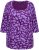 Ulla Popken Scribble Print Square Neck 3/4 Sleeve Tee Violet - Tiskana majica za žene - 