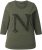 Ulla Popken Textured Lettering 3/4 Sleeve Tee Olive - Tiskana majica za žene - 