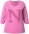 Ulla Popken Textured Lettering 3/4 Sleeve Tee Pink - Tiskana majica za žene - 