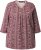 Ulla Popken Mixed Pattern Stripe 3/4 Sleeve Tee Dark Cherry Red - Majice - 