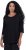 Ulla Popken Flower Epaulet 3/4 Sleeve Top Black - Tiskana majica za žene - 
