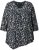 Ulla Popken Ribbon Print 3/4 Sleeve Asymmetric Tee Black - Tiskana majica za žene - 