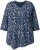 Ulla Popken Ribbon Print 3/4 Sleeve Asymmetric Tee Navy - Tiskana majica za žene - 