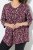 Ulla Popken Ribbon Print 3/4 Sleeve Asymmetric Tee Plum - Tiskana majica za žene - Ženske majice s printom