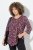 Ulla Popken Ribbon Print 3/4 Sleeve Asymmetric Tee Plum - Tiskana majica za žene - Ženske majice s printom