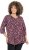 Ulla Popken Ribbon Print 3/4 Sleeve Asymmetric Tee Plum - Tiskana majica za žene - 