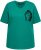 Ulla Popken Embroidered Face Motif Short Sleeve V-Neck Tee Emerald Green - Tiskana majica za žene - 