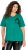 Ulla Popken Embroidered Face Motif Short Sleeve V-Neck Tee Emerald Green - Tiskana majica za žene - 