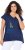 Ulla Popken Half-Sleeve A-line V-Neck Boat Pattern T-Shirt Ink Blue - Tiskana majica za žene - 