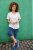 Ulla Popken Embroidered Sunrise Lettering Tee Off-White - Tiskana majica za žene - 