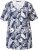 Ulla Popken Feather Print Short Sleeve V-Neck Tee Ink Blue - Tiskana majica za žene - 