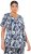 Ulla Popken Feather Print Short Sleeve V-Neck Tee Ink Blue - Tiskana majica za žene - 