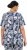 Ulla Popken Feather Print Short Sleeve V-Neck Tee Ink Blue - Tiskana majica za žene - 