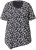 Ulla Popken Bow Print Short Sleeve Pointed Hem Tee Black - Tiskana majica za žene - 