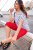 Ulla Popken Bow Print Short Sleeve Pointed Hem Tee Snow White - Tiskana majica za žene - 