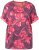 Ulla Popken Quick Drying Flower Print Short Sleeve Tee Dark Cherry - Tiskana majica za žene - 