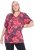 Ulla Popken Quick Drying Flower Print Short Sleeve Tee Dark Cherry - Tiskana majica za žene - 