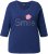 Ulla Popken Smile Rhinestone 3/4 Sleeve Graphic Tee Ink Blue - Tiskana majica za žene - 