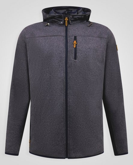 D555 Conrad Detachable Hood Bonded Fleece Zip Through Hoody TALL Tamnoplava - TALL puloveri - TALL majice s kapuljačom