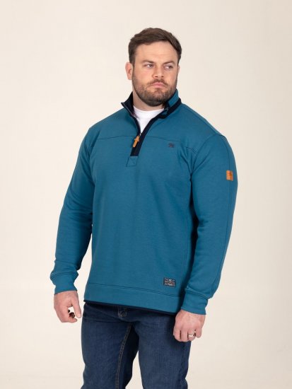 D555 Conway 1 1/4 Zip Neck Fleece Sweatshirt With Bear Logo Teal - Puloveri & dukserice - Muške Puloveri & dukserice veliki brojevi