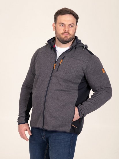 D555 Conrad Detachable Hood Bonded Fleece Zip Through Hoody TALL Tamnoplava - TALL puloveri - TALL majice s kapuljačom