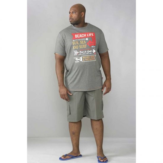 D555 Kennedy T-shirt Khaki Marl - Majice Kratkih Rukava - Muške Majice Kratkih Rukava Veliki Brojevi 