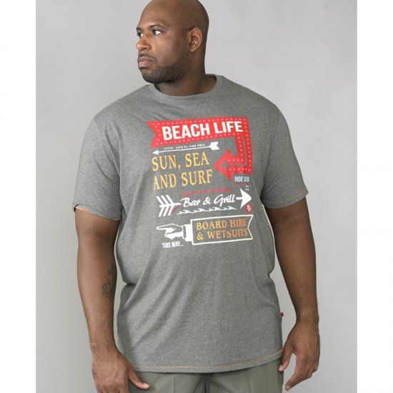 D555 Kennedy T-shirt Khaki Marl - Majice Kratkih Rukava - Muške Majice Kratkih Rukava Veliki Brojevi 