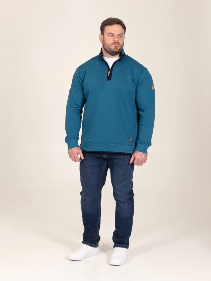 D555 Conway 1 1/4 Zip Neck Fleece Sweatshirt With Bear Logo Teal - Puloveri & dukserice - Muške Puloveri & dukserice veliki brojevi