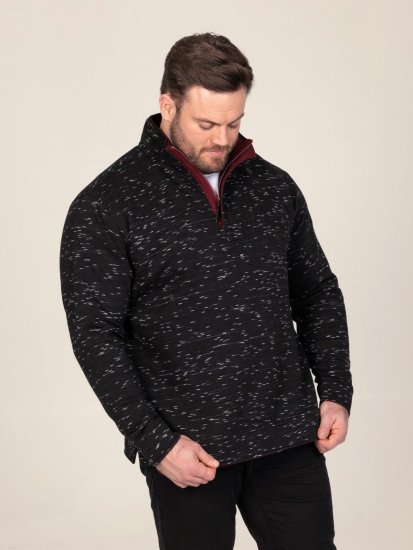 D555 Chandler Reno 1/4 Zip Neck Sweatshirt With Bear Logo Crna - Puloveri & dukserice - Muške Puloveri & dukserice veliki brojevi