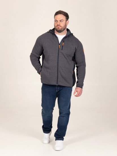 D555 Conrad Detachable Hood Bonded Fleece Zip Through Hoody Tamnoplava - Puloveri & dukserice - Muške Puloveri & dukserice veliki brojevi