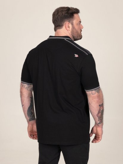 D555 Potts Jersey Polo With Jacquard Collar & Cuffs Crna - Polo majice - Muške Polo Majice Veliki Brojevi