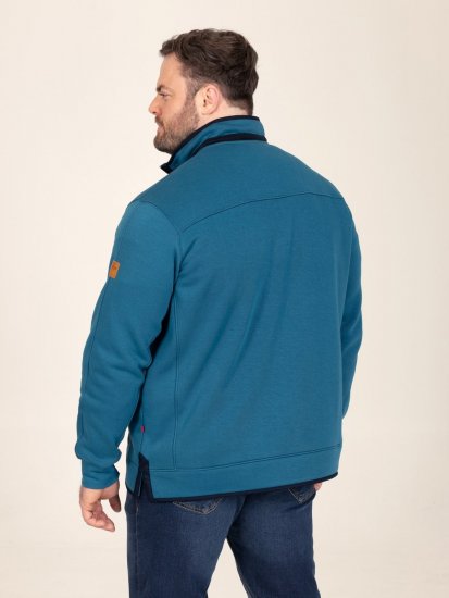 D555 Conway 1 1/4 Zip Neck Fleece Sweatshirt With Bear Logo Teal - Puloveri & dukserice - Muške Puloveri & dukserice veliki brojevi