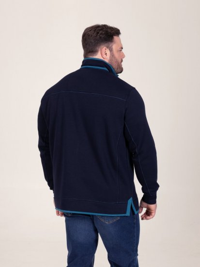 D555 Conway 2 1/4 Zip Neck Fleece Sweatshirt With Bear Logo Tamnoplava - Puloveri & dukserice - Muške Puloveri & dukserice veliki brojevi
