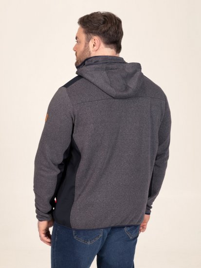 D555 Conrad Detachable Hood Bonded Fleece Zip Through Hoody Tamnoplava - Puloveri & dukserice - Muške Puloveri & dukserice veliki brojevi