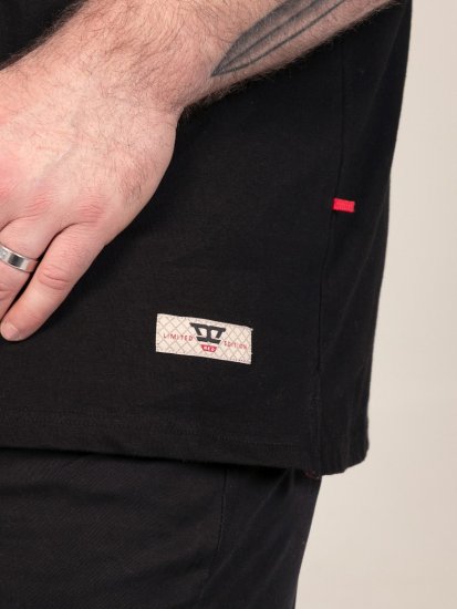 D555 Potts Jersey Polo With Jacquard Collar & Cuffs Crna - Polo majice - Muške Polo Majice Veliki Brojevi