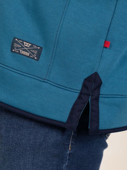 D555 Conway 1 1/4 Zip Neck Fleece Sweatshirt With Bear Logo Teal - Puloveri & dukserice - Muške Puloveri & dukserice veliki brojevi