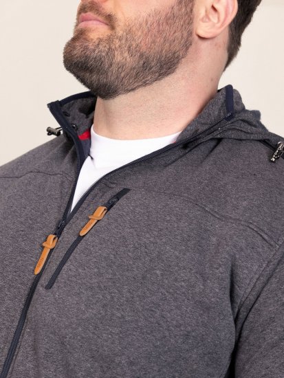 D555 Conrad Detachable Hood Bonded Fleece Zip Through Hoody TALL Tamnoplava - TALL puloveri - TALL majice s kapuljačom